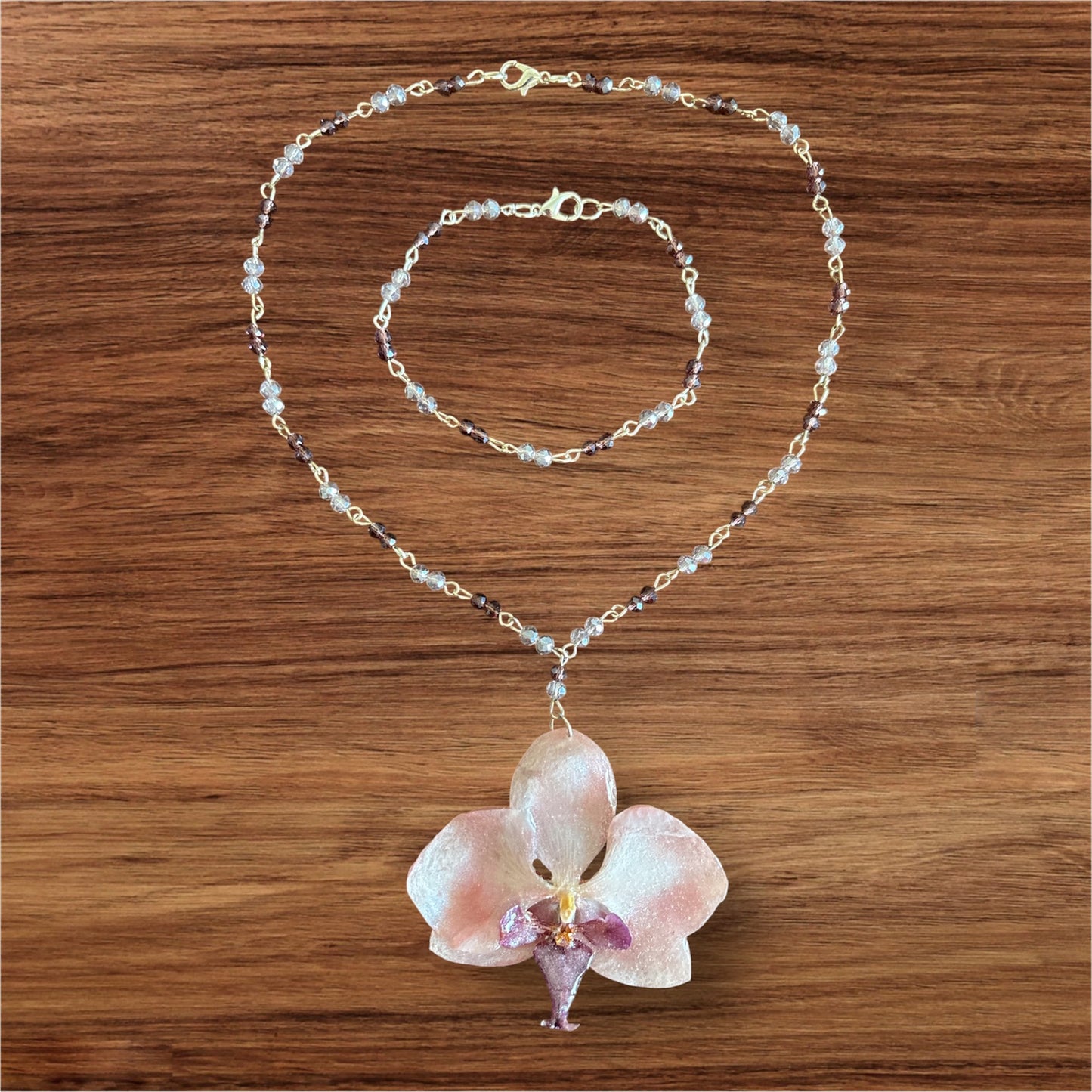 Sunset Flower Necklace and Bracelet Set